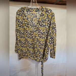 Democracy Women's Yellow and Blue Floral Blouse